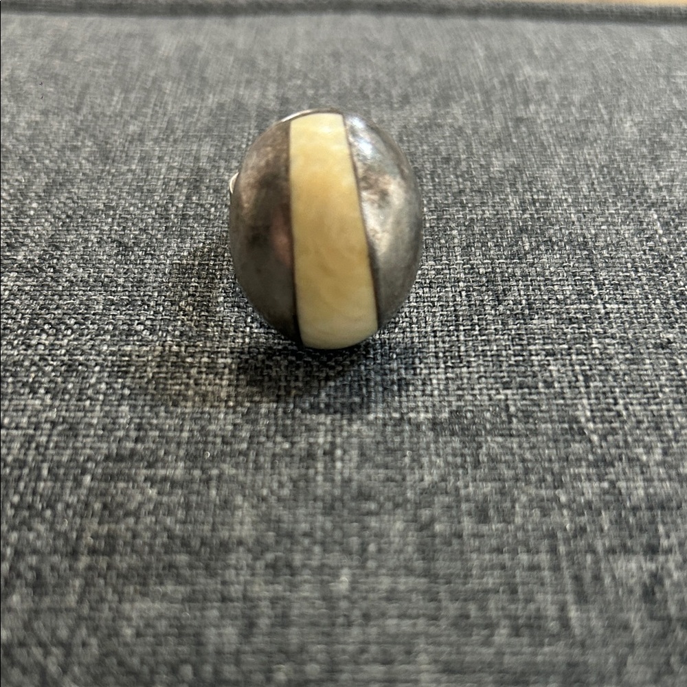 RARE Joachim S’Paliu Sterling Silver Spanish Modernist Ring with Cream Inlay